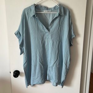 Denim collared oversized blouse